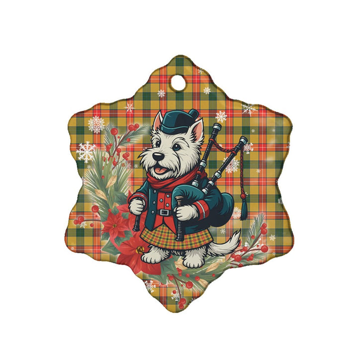 Scottish Baxter Clan Tartan Ceramic Ornament Cute Scottish Terrier Dog Snow Flake Style Tartan Plaid