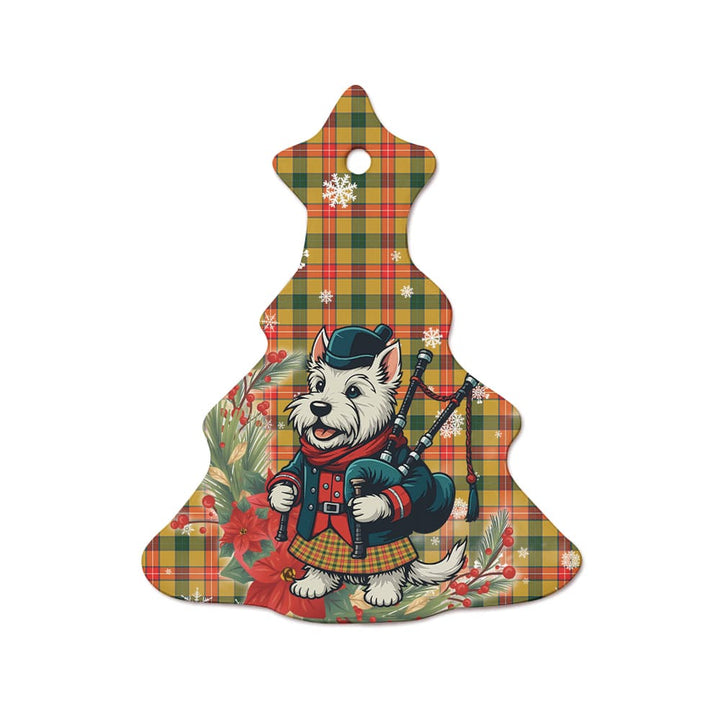 Scottish Baxter Clan Tartan Ceramic Ornament Cute Scottish Terrier Dog Tree Style Tartan Plaid