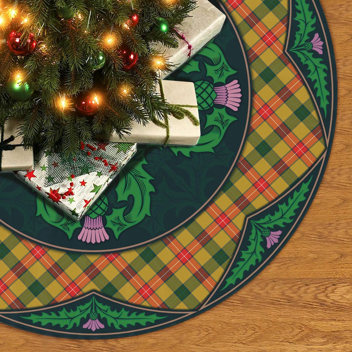 Scottish Baxter Clan Tartan Christmas Tree Skirt Old Scottish Thistle Flower No Tassels Tartan Plaid 2