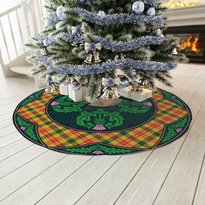 Scottish Baxter Clan Tartan Christmas Tree Skirt Old Scottish Thistle Flower No Tassels Tartan Plaid 3