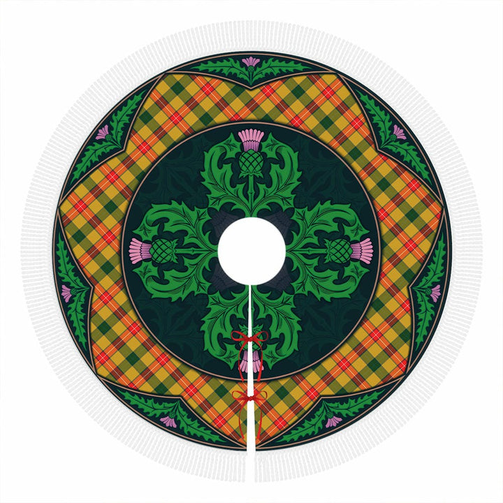 Scottish Baxter Clan Tartan Christmas Tree Skirt Old Scottish Thistle Flower Tassels Tartan Plaid 1