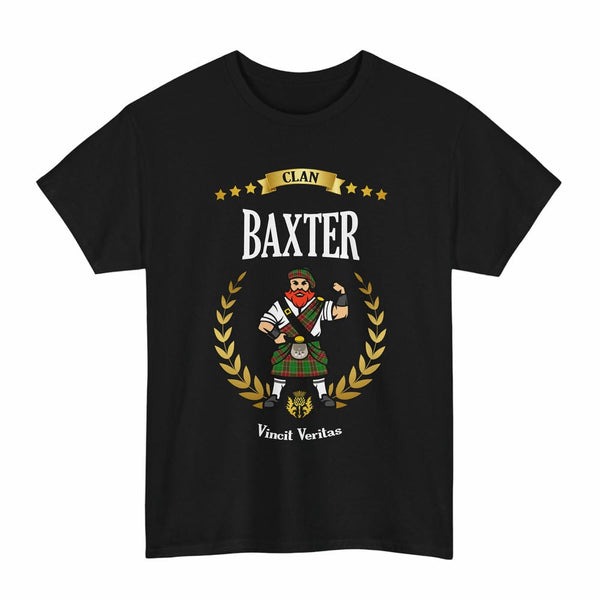 Scottish Baxter Clan Tartan T-Shirt - Motto Scotsman Tartan Plaid Black Color