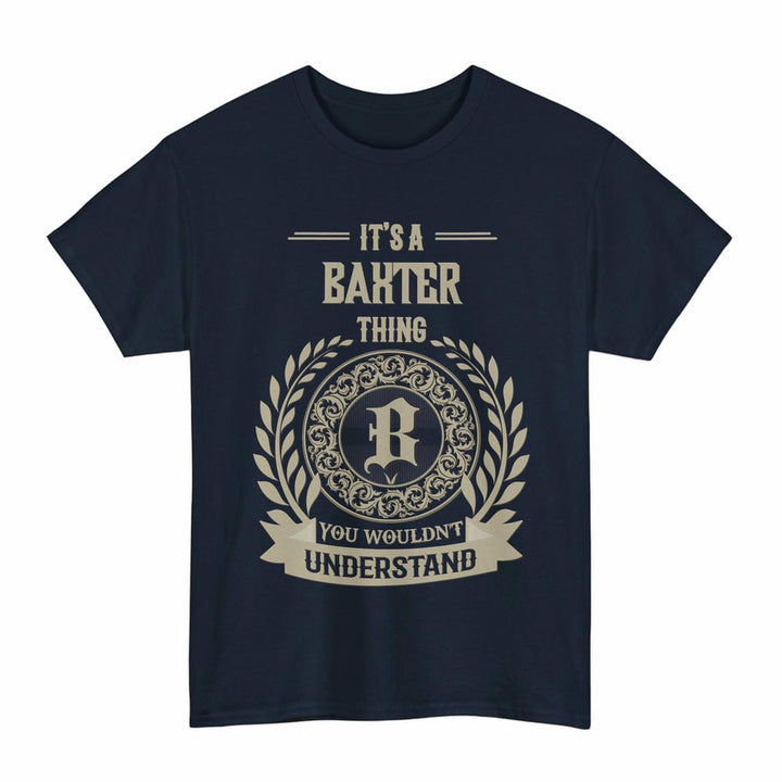 Scottish Baxter Clan Tartan T-Shirt - Vintage Family Name Tartan Plaid Navy Color