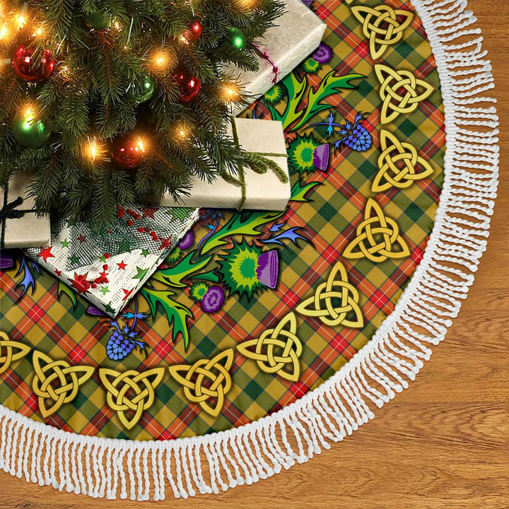Scottish Baxter Clan Tartan Thistle Celtic Knot Christmas Tree Skirt Tassels Tartan Plaid 2