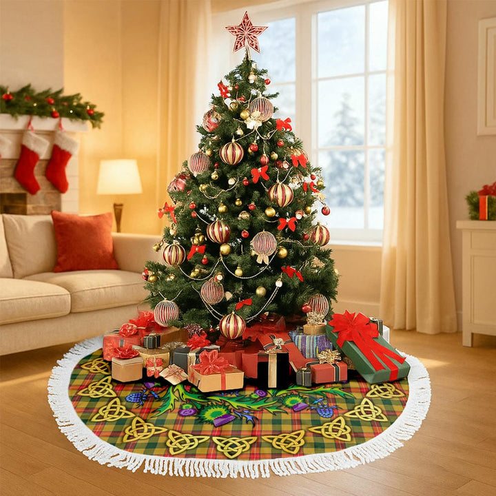 Scottish Baxter Clan Tartan Thistle Celtic Knot Christmas Tree Skirt Tassels Tartan Plaid 3
