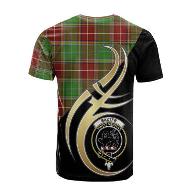 Scottish Baxter Modern Clan Crest Tartan T-Shirt Believe in Me Back Side Tartan Plaid