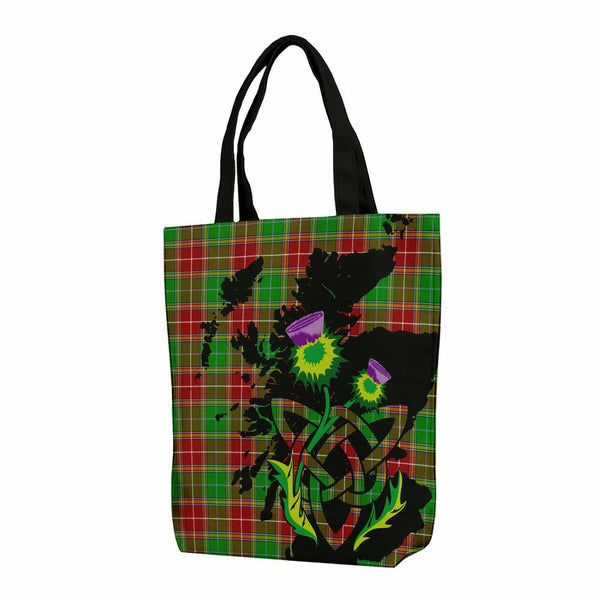 Scottish Baxter Modern Clan Tartan Canvas Bag With Shoulder Strap With Thistle Tartan Plaid 1
