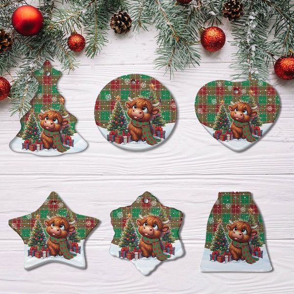 Scottish Baxter Modern Clan Tartan Ceramic Ornament Cute Highland Cow Christmas All Style Tartan Plaid