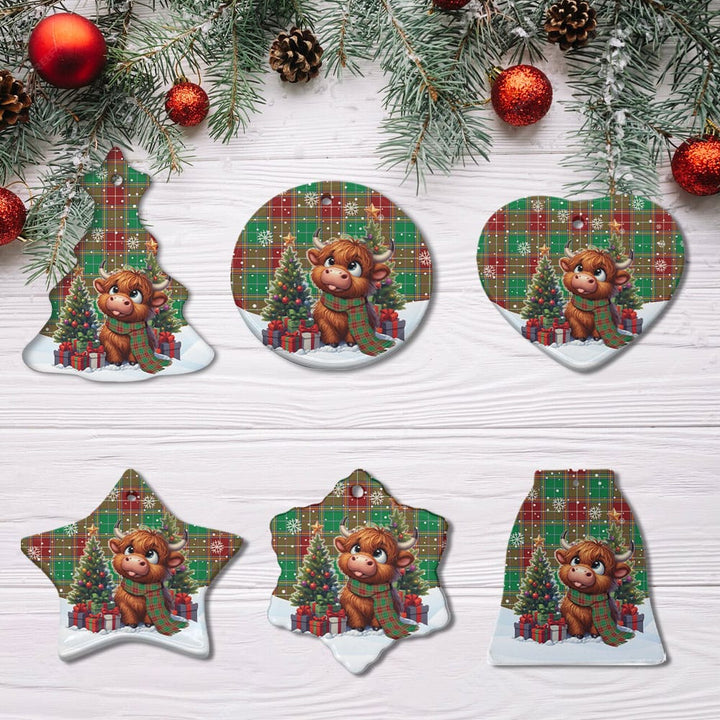 Scottish Baxter Modern Clan Tartan Ceramic Ornament Cute Highland Cow Christmas All Style Tartan Plaid