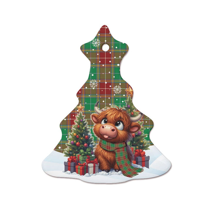 Scottish Baxter Modern Clan Tartan Ceramic Ornament Cute Highland Cow Christmas Tree Style Tartan Plaid