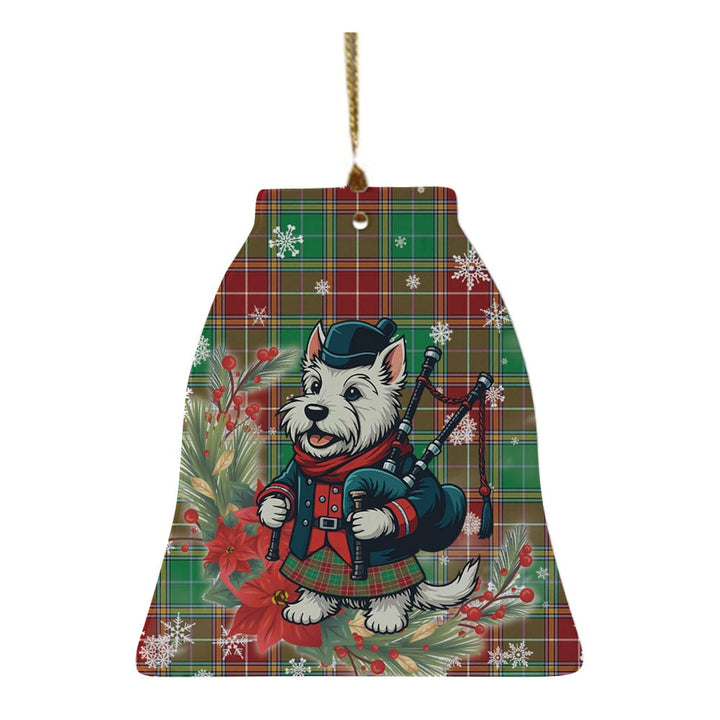 Scottish Baxter Modern Clan Tartan Ceramic Ornament Cute Scottish Terrier Dog Bell Style Tartan Plaid
