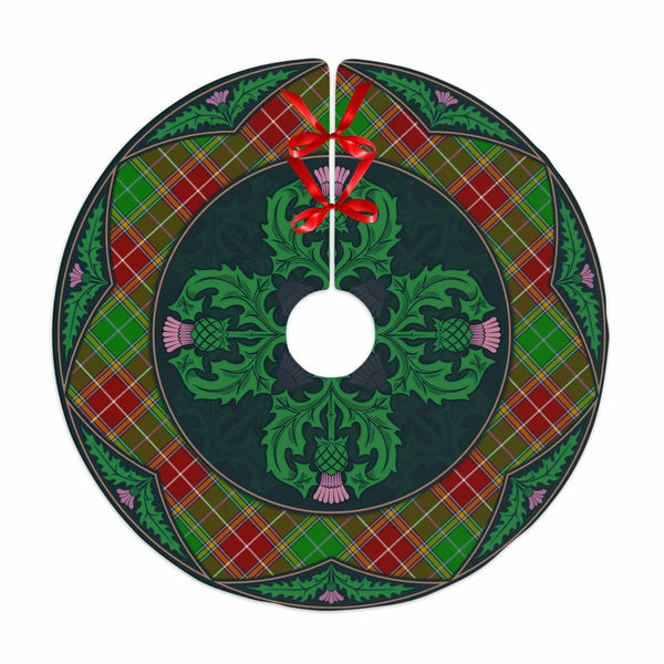 Scottish Baxter Modern Clan Tartan Christmas Tree Skirt Old Scottish Thistle Flower No Tassels Tartan Plaid 1