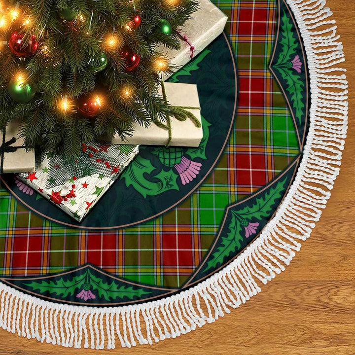 Scottish Baxter Modern Clan Tartan Christmas Tree Skirt Old Scottish Thistle Flower Tassels Tartan Plaid 2