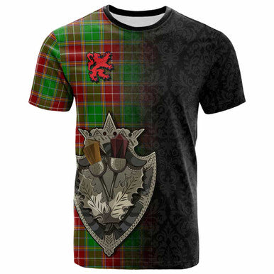Scottish Baxter Modern Clan Tartan T-Shirt - Half Thistle Flowers Celtic Design Front Side Tartan Plaid