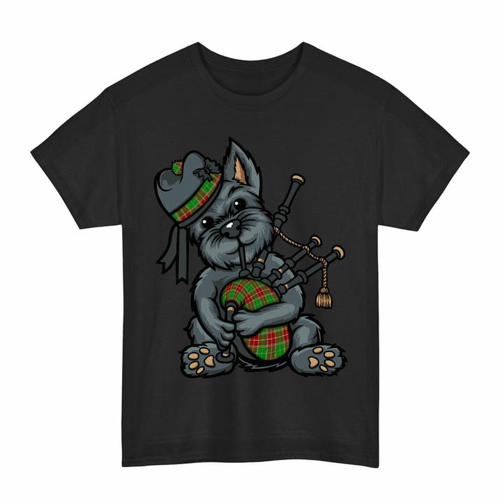 Scottish Baxter Modern Clan Tartan Terrier Bagpipes T-Shirt Tartan Plaid Black Color