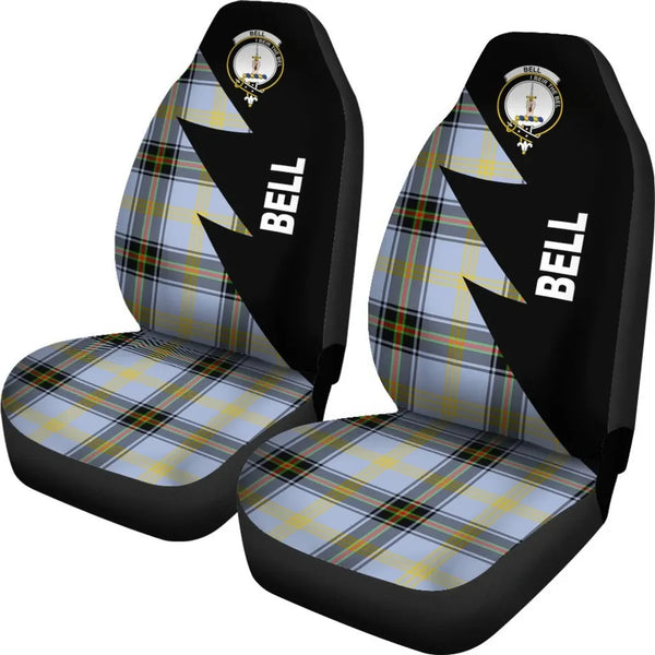 Scottish Bell Clan Crest Tartan Car Seat Covers - Flash Style 2