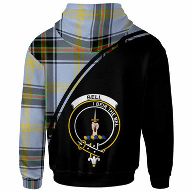 Scottish Bell Clan Crest Tartan Curve Hoodie Back Side Tartan Plaid