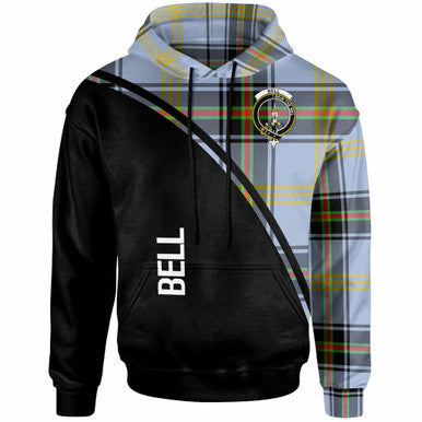 Scottish Bell Clan Crest Tartan Curve Hoodie Front Side Tartan Plaid
