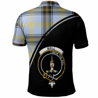 Scottish Bell Clan Crest Tartan Curve Polo Shirt Back Side Tartan Plaid