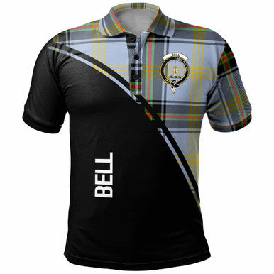 Scottish Bell Clan Crest Tartan Curve Polo Shirt Front Side Tartan Plaid
