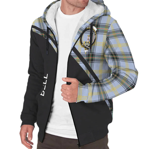 Scottish Bell Clan Crest Tartan Curve Sherpa Hoodie