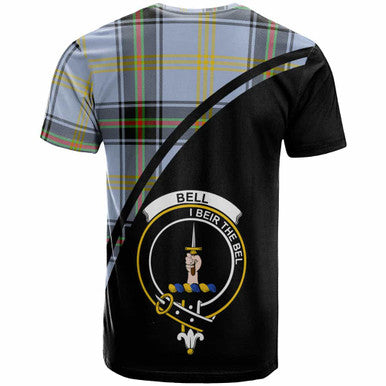 Scottish Bell Clan Crest Tartan Curve T-Shirt Back Side Tartan Plaid