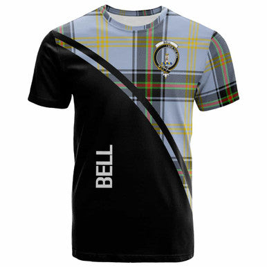 Scottish Bell Clan Crest Tartan Curve T-Shirt Front Side Tartan Plaid