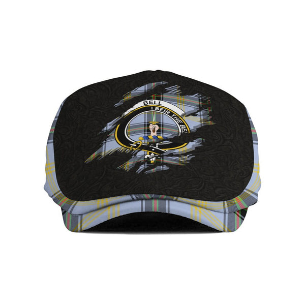 Scottish Bell Clan Crest Tartan Flat Cap - Scratch Style Tartan Plaid 1