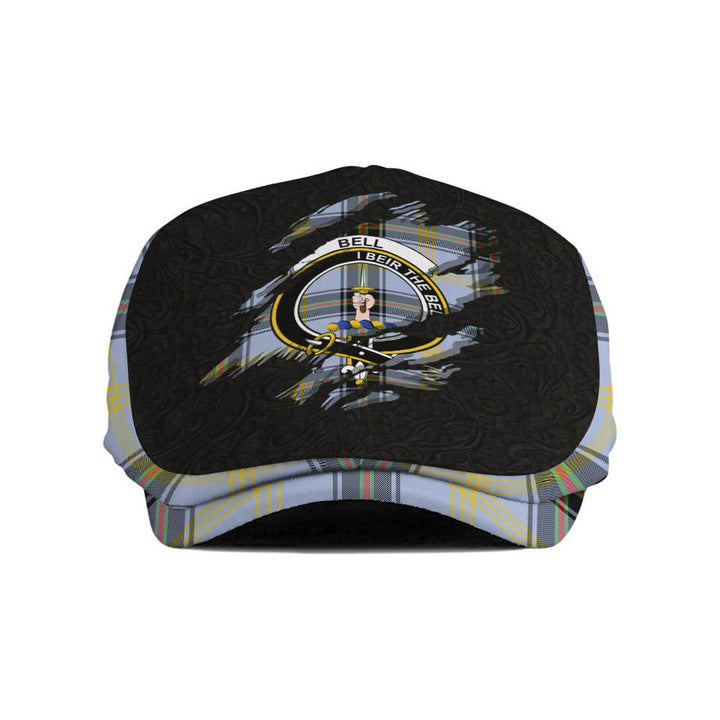 Scottish Bell Clan Crest Tartan Flat Cap - Scratch Style Tartan Plaid 1