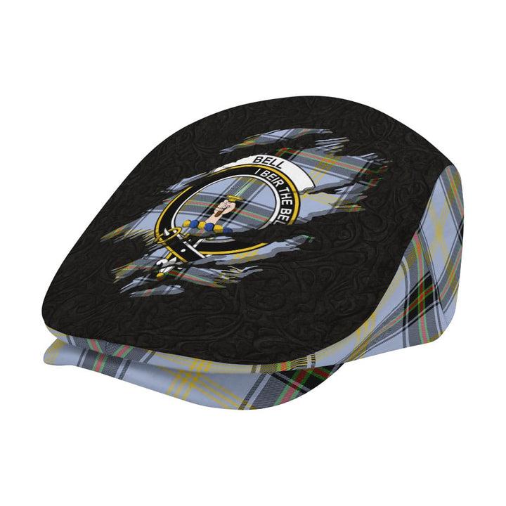 Scottish Bell Clan Crest Tartan Flat Cap - Scratch Style Tartan Plaid 2