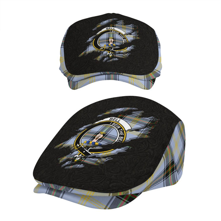 Scottish Bell Clan Crest Tartan Flat Cap - Scratch Style Tartan Plaid 5