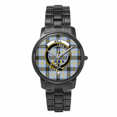 Scottish Bell Clan Crest Tartan Folding Clasp Steel Quartz Watches Tartan Plaid Black 1