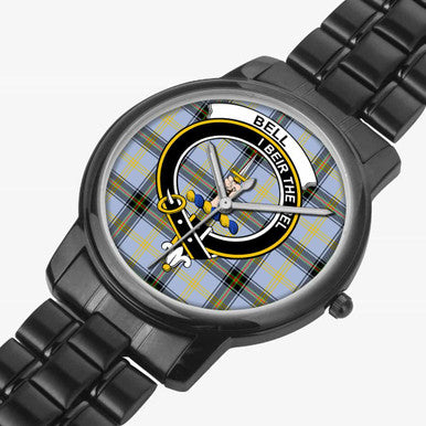 Scottish Bell Clan Crest Tartan Folding Clasp Steel Quartz Watches Tartan Plaid Black 2