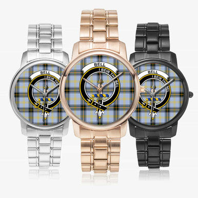 Scottish Bell Clan Crest Tartan Folding Clasp Steel Quartz Watches Tartan Plaid All