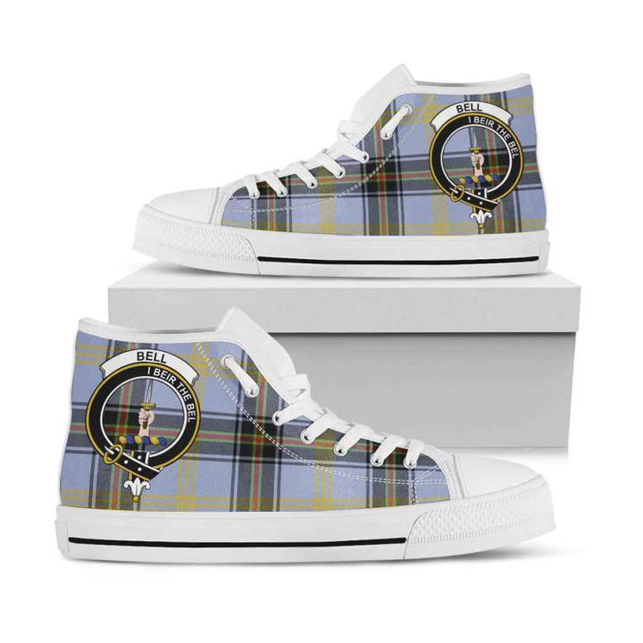 Scottish Bell Clan Crest Tartan High Top Shoes White Sole Tartan Plaid
