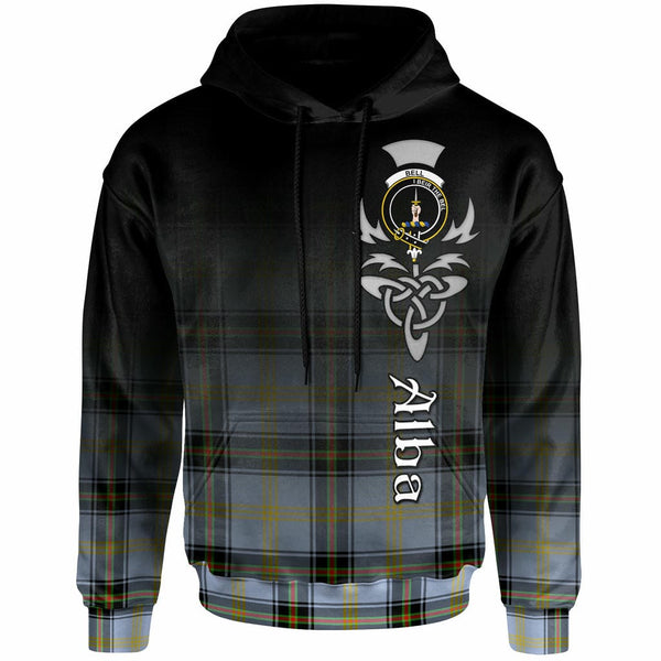 Scottish Bell Clan Crest Tartan Hoodie - Alba Gu Brath Family Crest Celtic Inspired Front Side Tartan Plaid