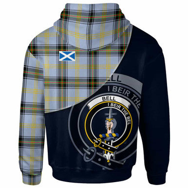 Scottish Bell Clan Crest Tartan Hoodie - Bend Style Back Side Tartan Plaid