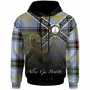 Scottish Bell Clan Crest Tartan Hoodie - Scotland Lion Front Side Tartan Plaid