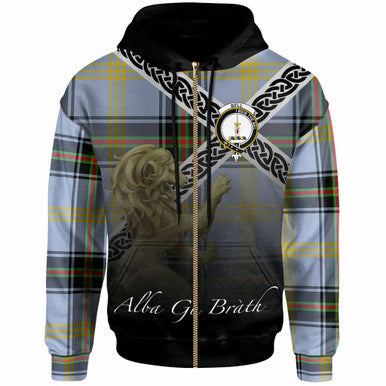 Scottish Bell Clan Crest Tartan Hoodie - Scotland Lion Zip-up Tartan Plaid