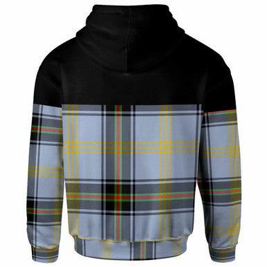 Scottish Bell Clan Crest Tartan Hoodie - Horizontal Style Back Side Tartan Plaid
