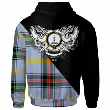 Scottish Bell Clan Crest Tartan Hoodie - Military Logo Back Side Tartan Plaid