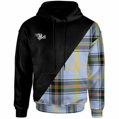 Scottish Bell Clan Crest Tartan Hoodie - Military Logo Front Side Tartan Plaid