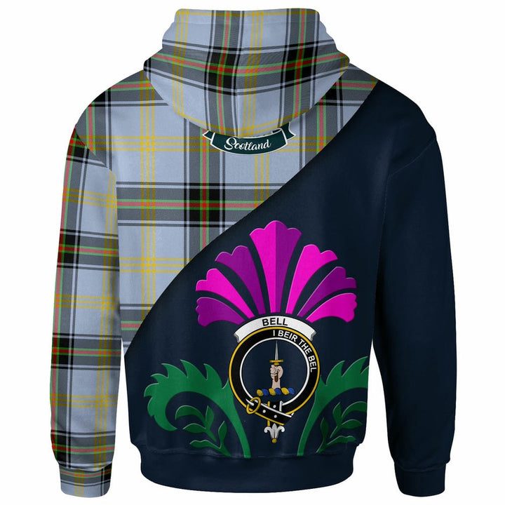 Scottish Bell Clan Crest Tartan Hoodie - Scotland Thistle Style Back Side Tartan Plaid