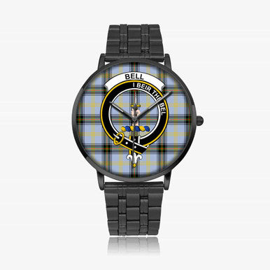 Scottish Bell Clan Crest Tartan Instafamous Steel Quartz Watches Tartan Plaid Black 1