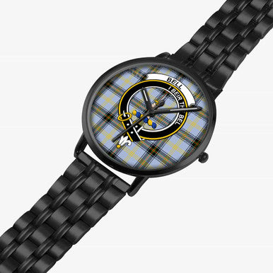 Scottish Bell Clan Crest Tartan Instafamous Steel Quartz Watches Tartan Plaid Black 2