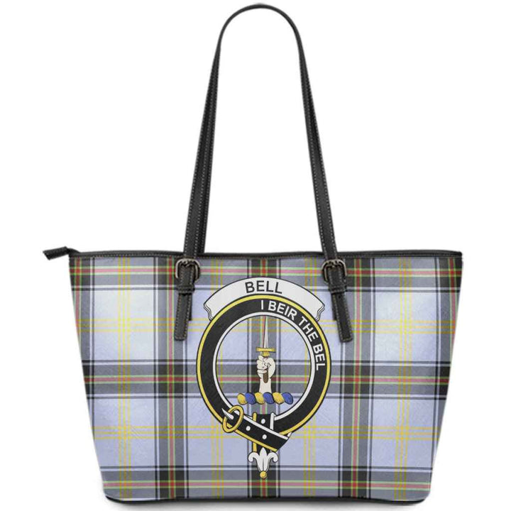 Scottish Bell Clan Crest Tartan Leather Tote Tartan Plaid
