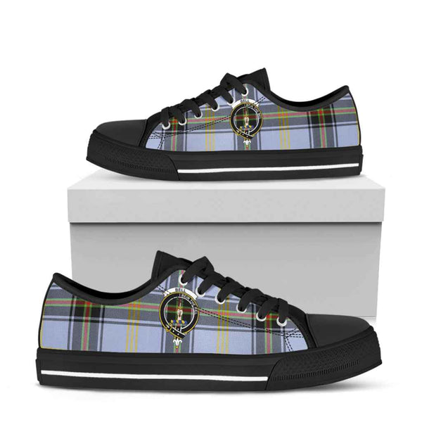 Scottish Bell Clan Crest Tartan Low Top Shoes Tartan Plaid Black