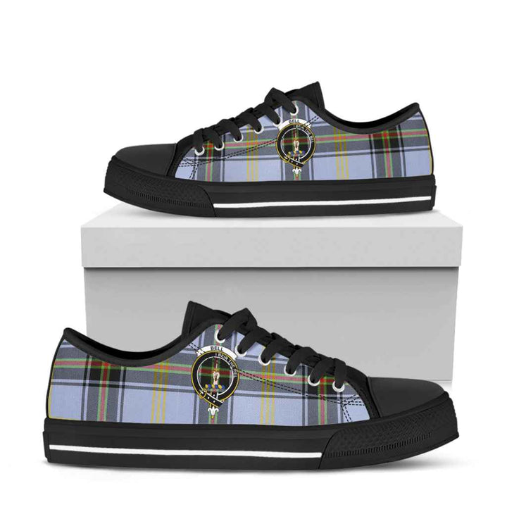 Scottish Bell Clan Crest Tartan Low Top Shoes Tartan Plaid Black