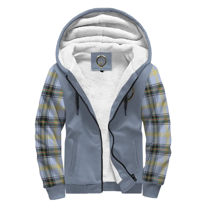 Scottish Bell Clan Crest Tartan Plaid Sleeve Sherpa Hoodie