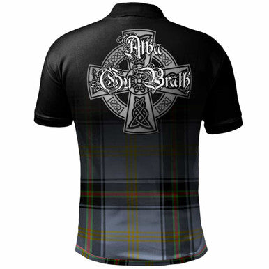 Scottish Bell Clan Crest Tartan Polo Shirt - Alba Gu Brath Family Crest Celtic Inspired Back Side Tartan Plaid
